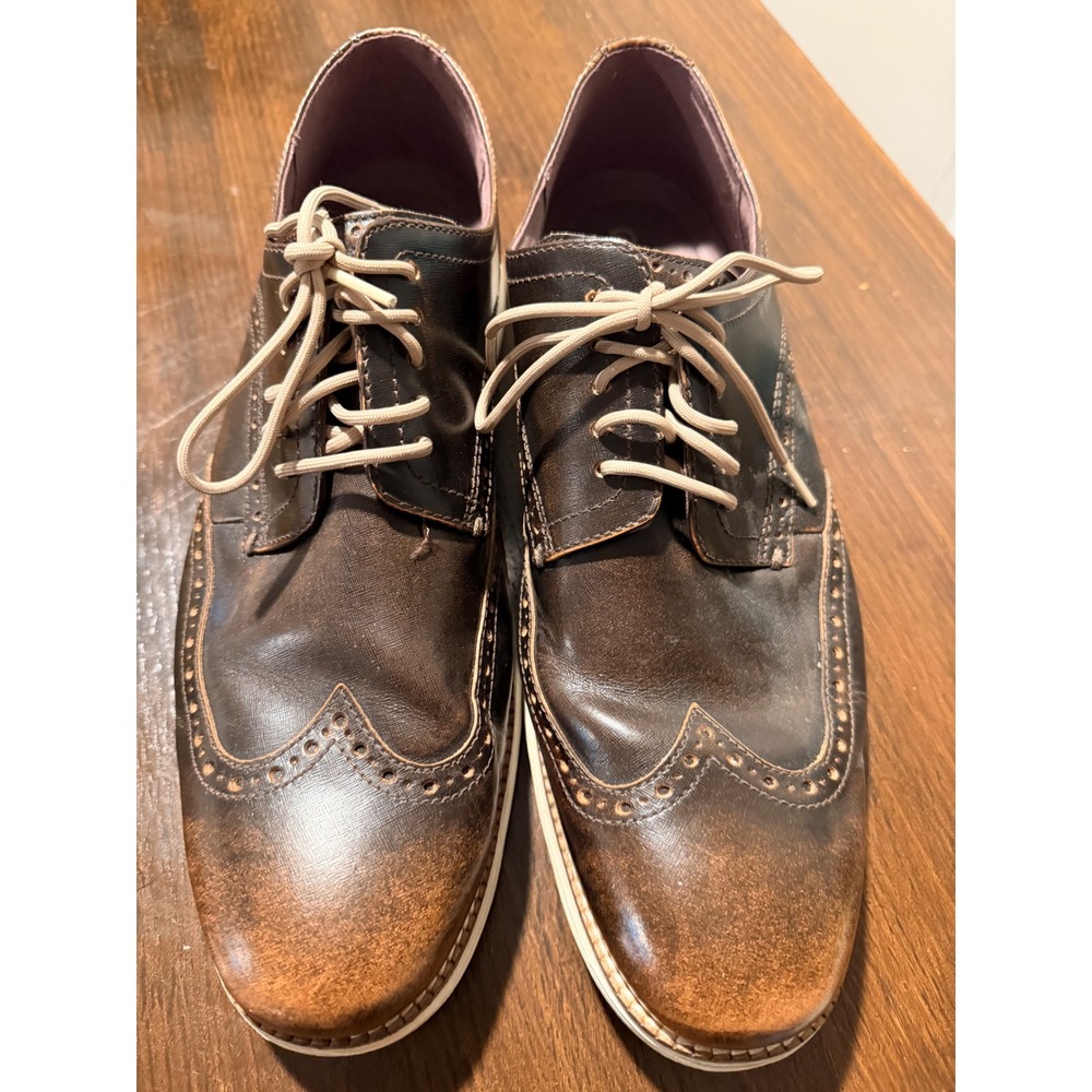 Cole Haan Mens Original Grand Wingtip Oxford Brown Leather Shoes C30067 Size 12 - Picture 2 of 10